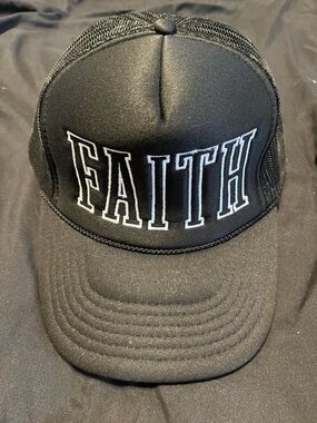 FAITH Embroidered Black Trucker Cap - Men